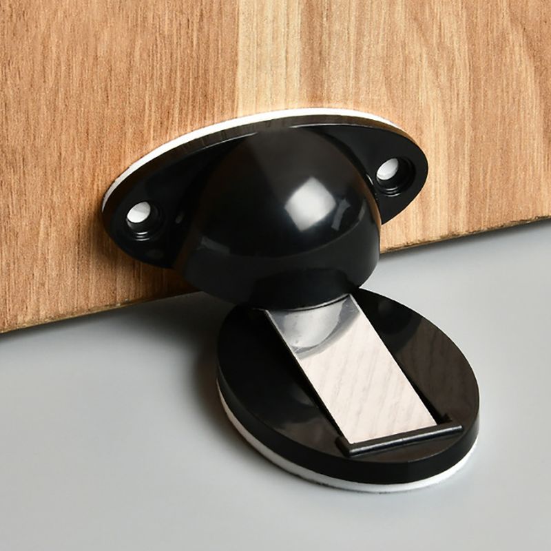 Door Stopper, Magnetic Door Stop White, Black Plastic Door Catch, Self Adhesive & Drilling Door Holder for Bedroom Bathroom