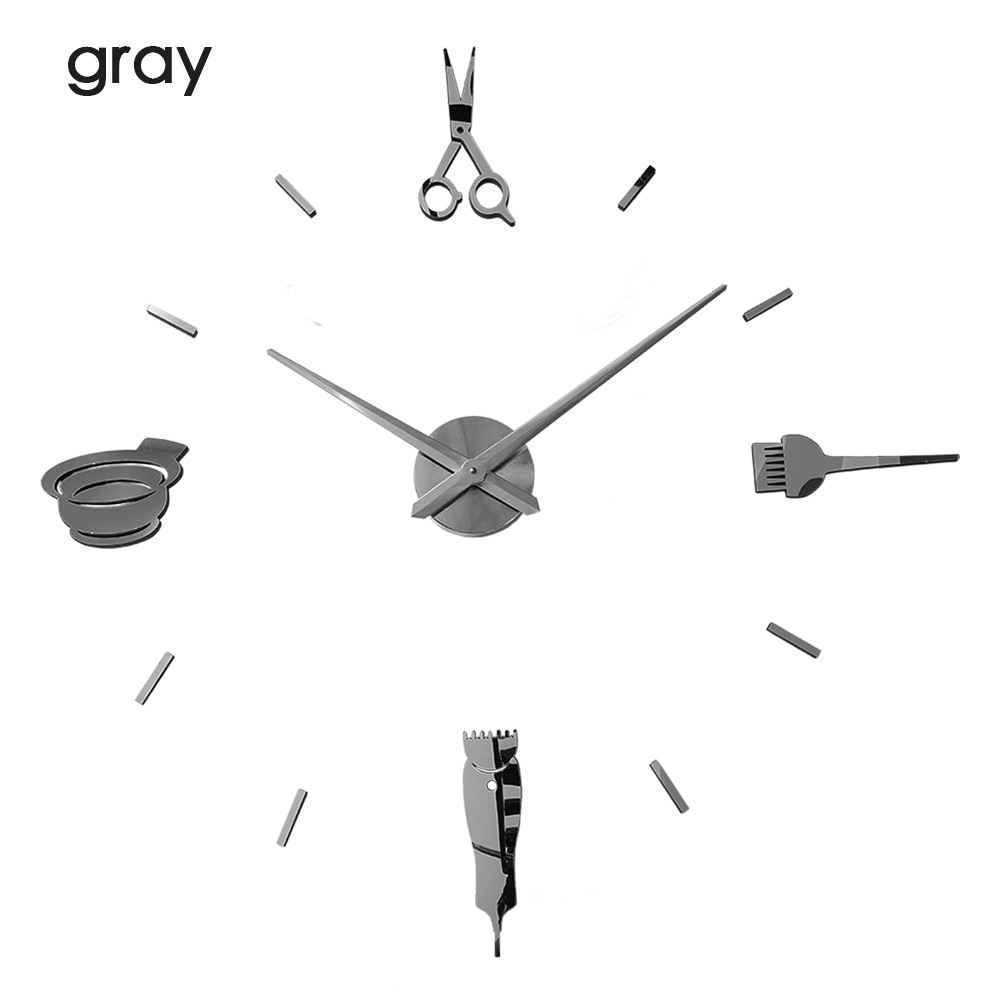 Leuchtende 3D-Wanduhr, große Uhren, modernes , Luminova-Uhrenaufkleber, Spiegel, Friseursalon, Friseur-Haarschnitt