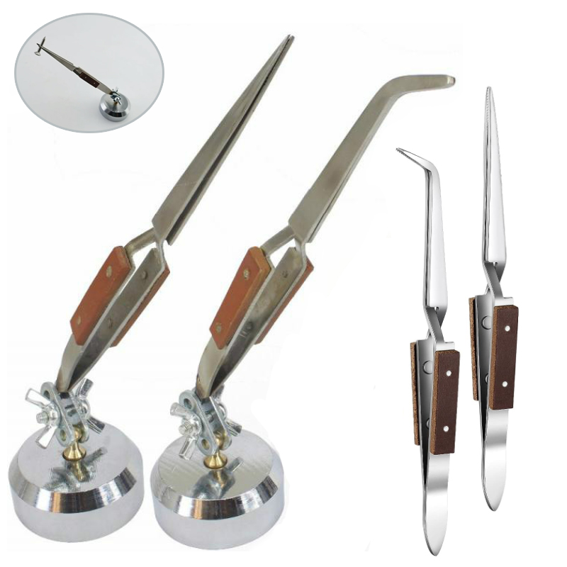 Pro Sieraden Solderen Pincet Rechte Gebogen Tip Selflock Lassen Tweezer Cross Locking Sieraden Maken Craft Tool Voor Juwelier