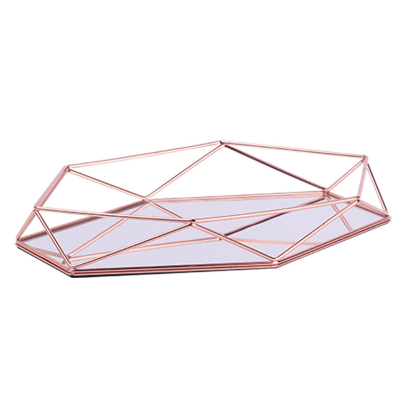 Metall förvaring korg mesh låda vintage kök kontor förvaringsdisk arrangör: Rosa guld