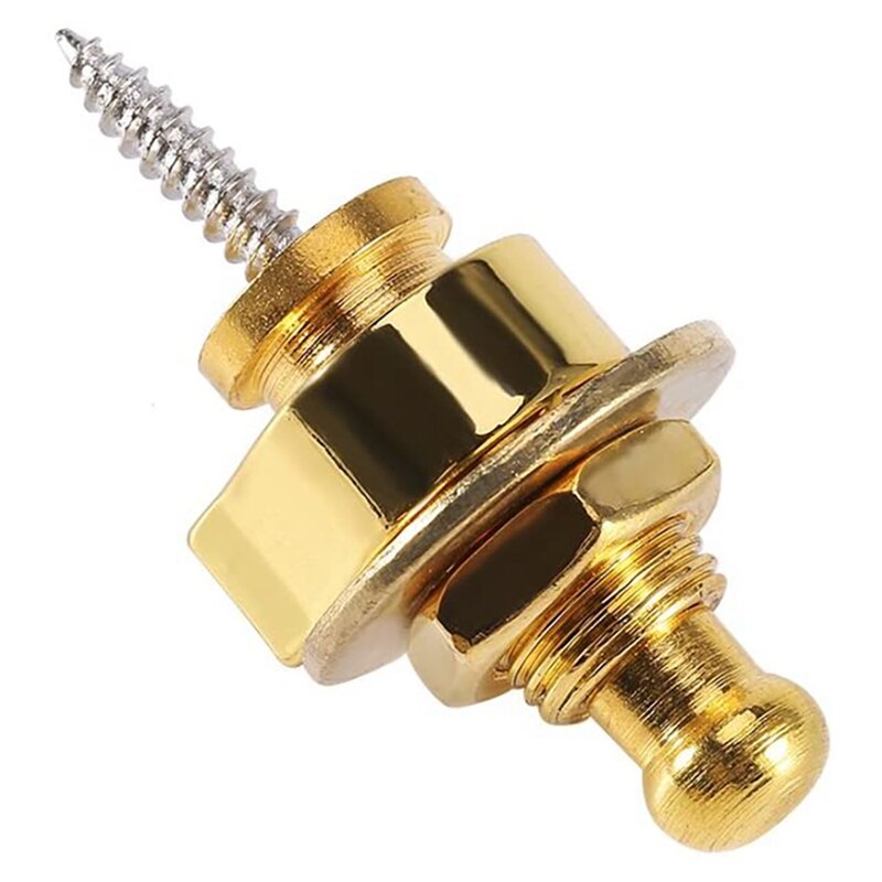 10 stück gitarrengurtverschlüsse, runde gurtverschlüsse und knöpfe für gitarre und bass, schnellverschluss-gurtverschlüsse (goldfarben)