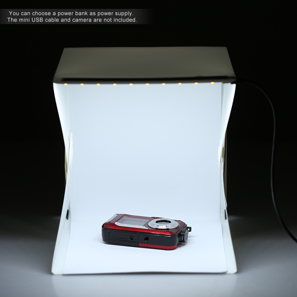 Bærbar foldbar led mini studio fotografering diffus lightbox bordoptagelse softbox baggrund til dslr kamera iphone android