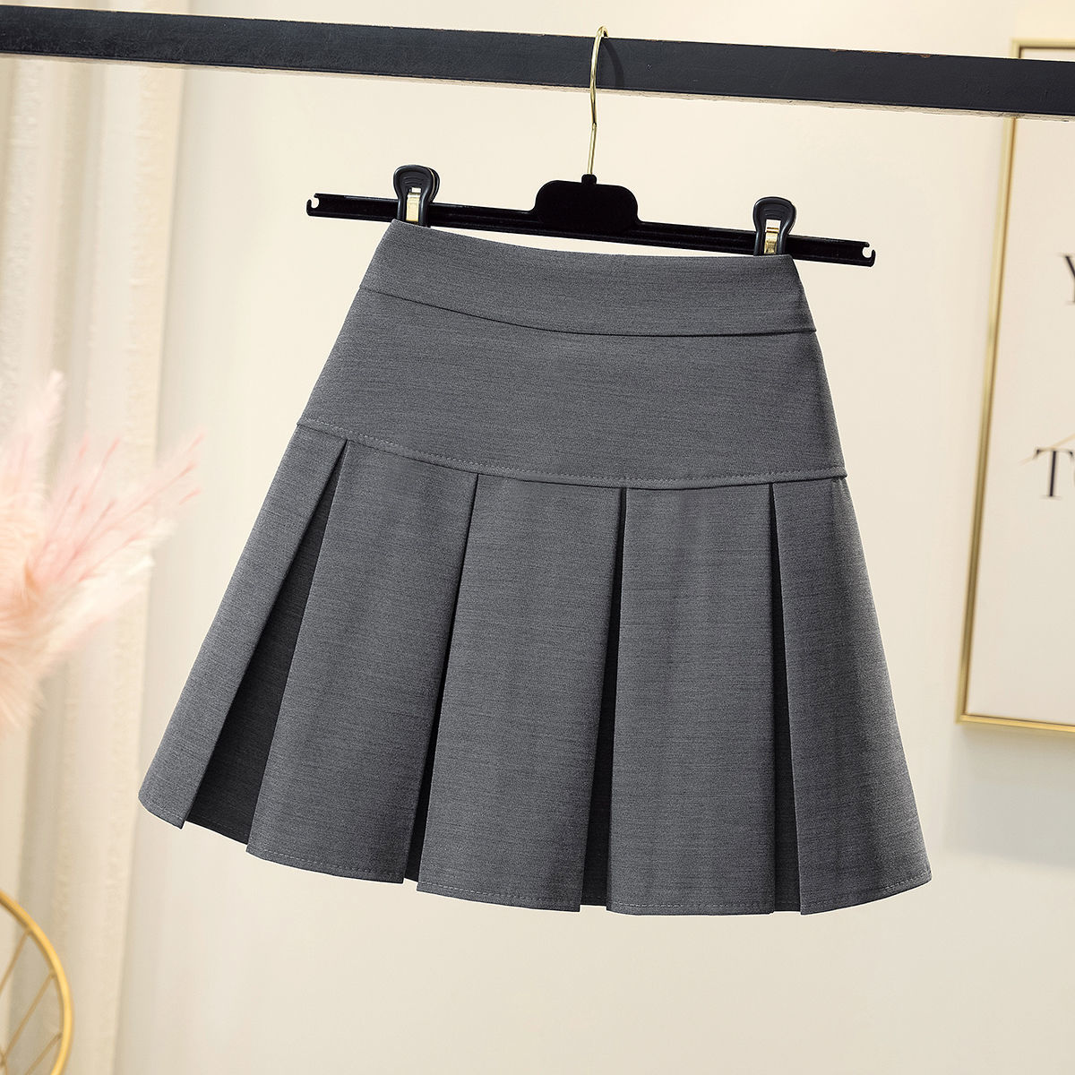 Rokken Vrouwen Effen Kleur Geplooide Studenten Dagelijks Alle-Match Retro Zonnejurk Maiden Tieners Eenvoudige Patchwork Casual Zomer Rijk Chic: gray / M