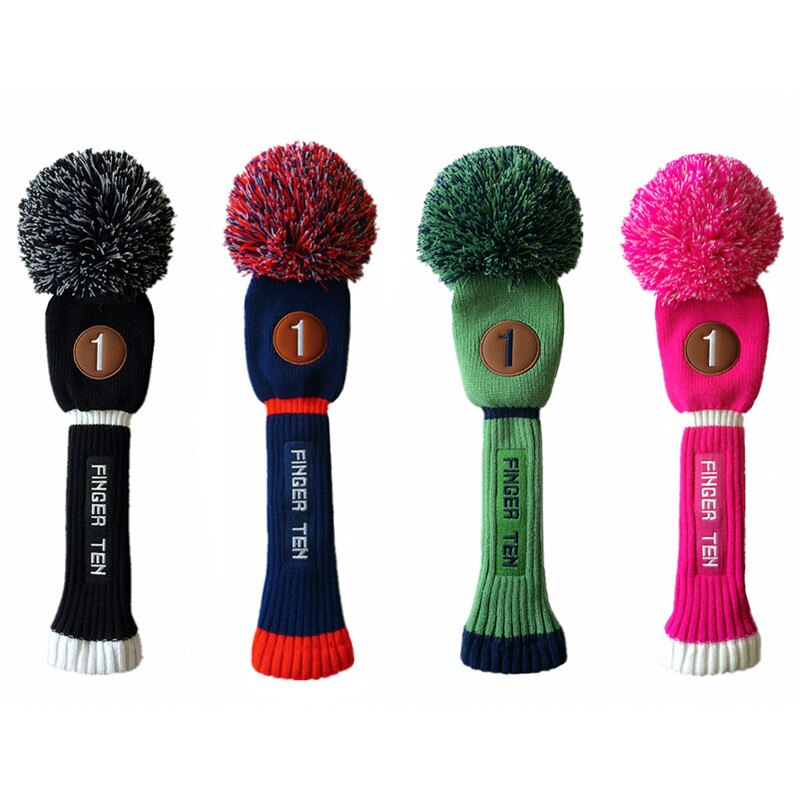 Golf Head Cover Diver No.1 Wol Gebreide Iron Club Headcovers Breien Hout Pom Pom Covers Wollige Pack 4 Kleuren 1 pc