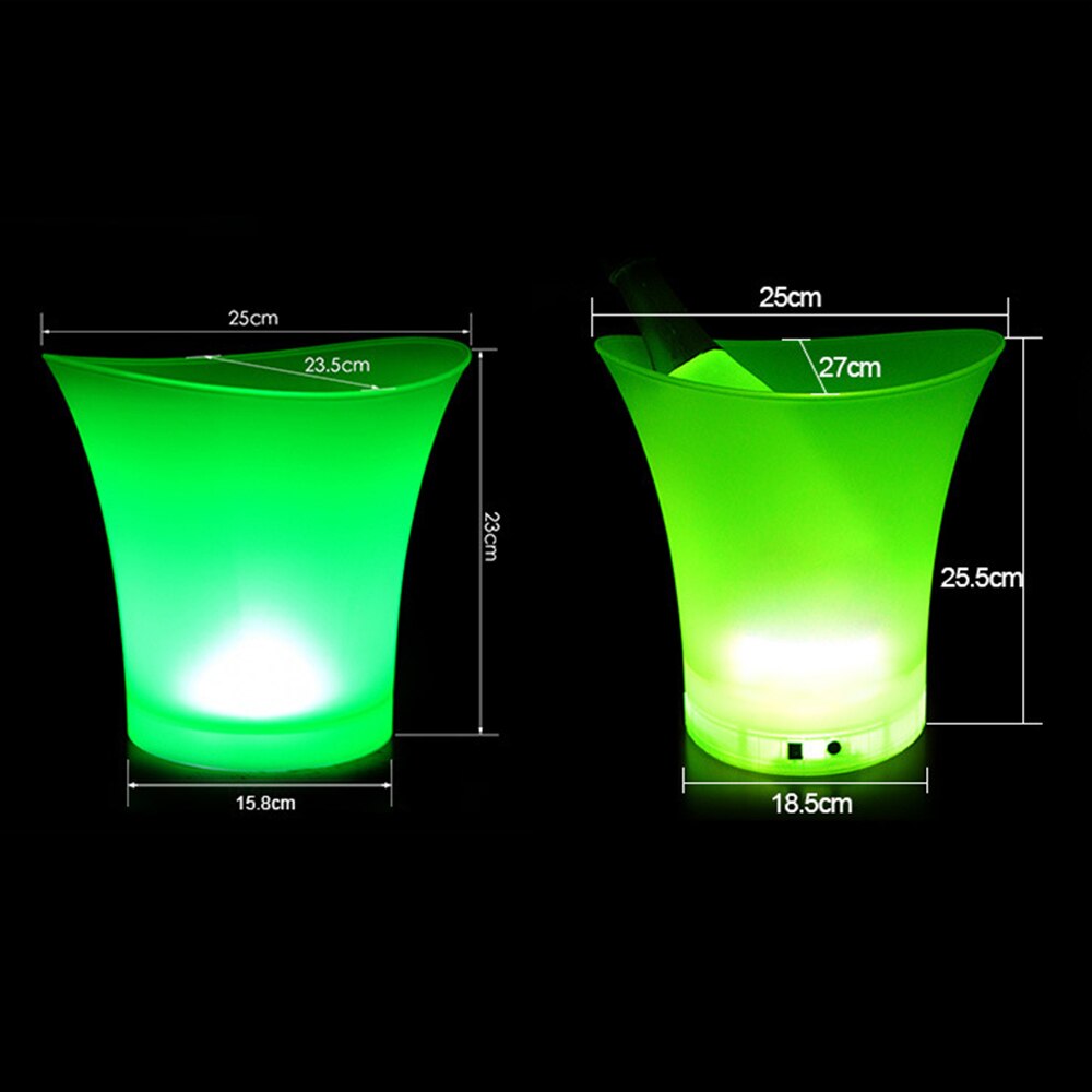 Nowy doprowadziło 5L wodoodporne plastikowe wiaderko na lód 6 kolorów bary kluby nocne doprowadziło zapalają szampana wiadro robić piwa bary nocna impreza wiadro lodu: zielony