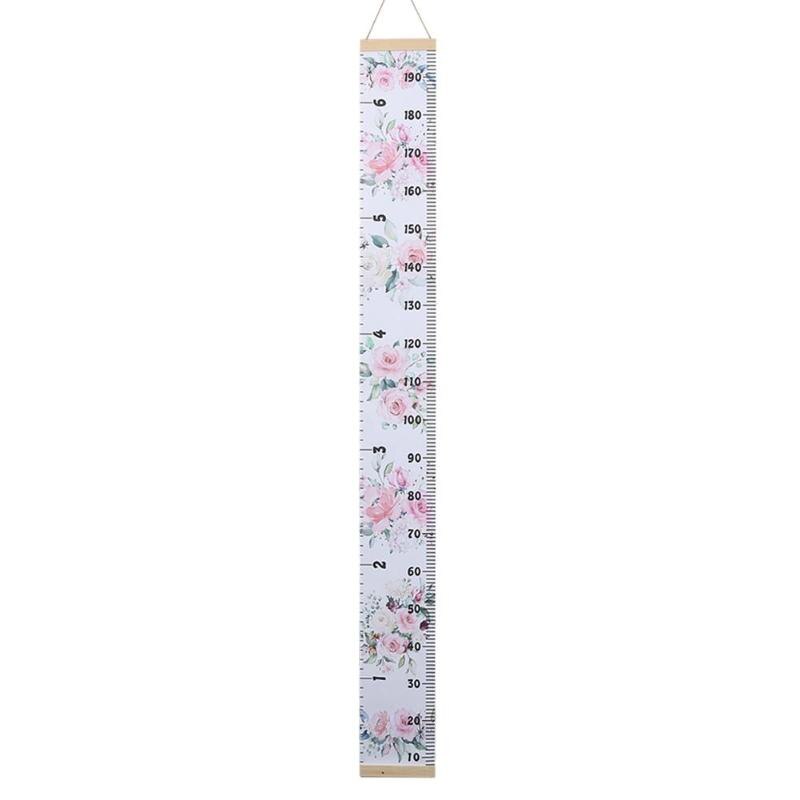 Height Measure Ruler Kids Waterproof DIY Simple Home Decorative Baby Growth Charts Canvas Hanger with Stick: E