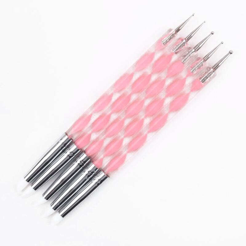 5Pcs Dubbele Nagel Punt Boor Pen van Spiraal Staaf Punt Puntjes Gereedschap Nail Art Schilderen Pen Nagels Accessoires Set