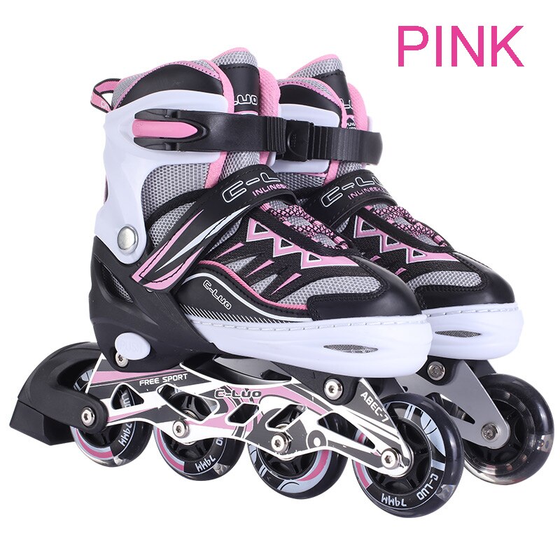 PU Wheels Safe Speed Sliding Inline Roller Skates Skate Shoes Sneakers Patins For Kids Children Adults Men Women Self: Pink / M ( 35-38 )
