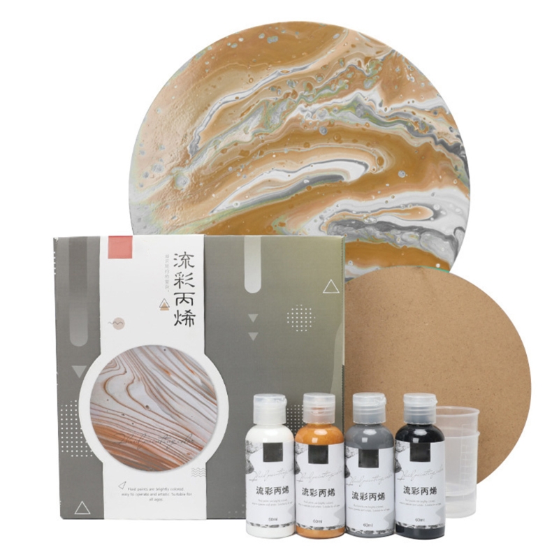 Premium Fluid Acrylic Paint Set 4 Pieces Bottles High-Flow Paint Art Supplies for Canvas Glass Papers Woods Tiles: GY