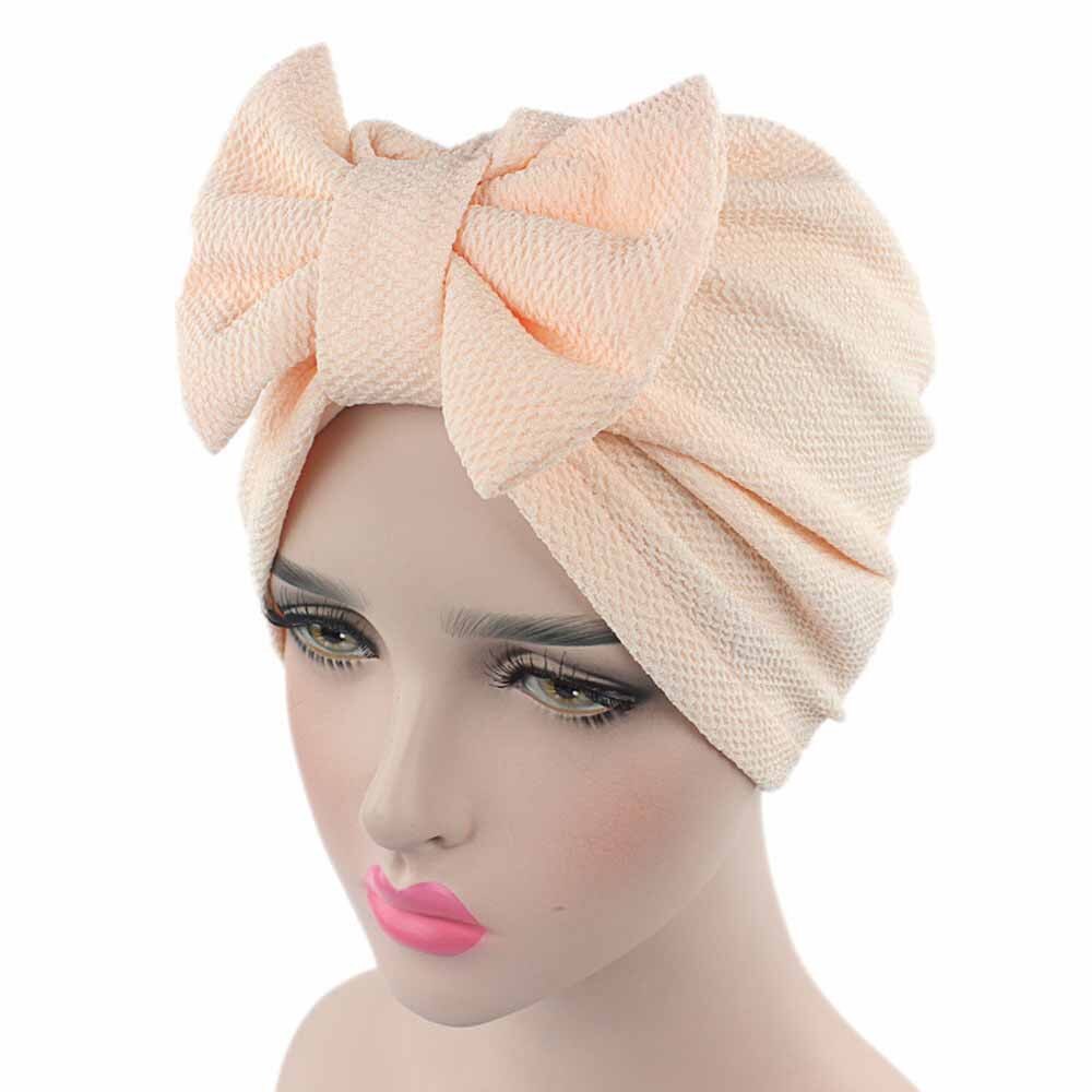 Femmes arc Cancer chimio chapeau bonnet foulard turban casquette: Beige 