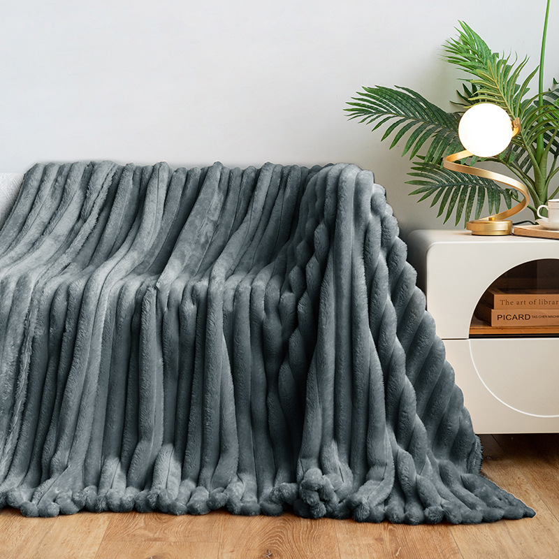 Multifunctional Nap Blanket Flannel Sofa Cover Blanket Winter Plus Velvet Thickened: 100*120cm / Light Grey
