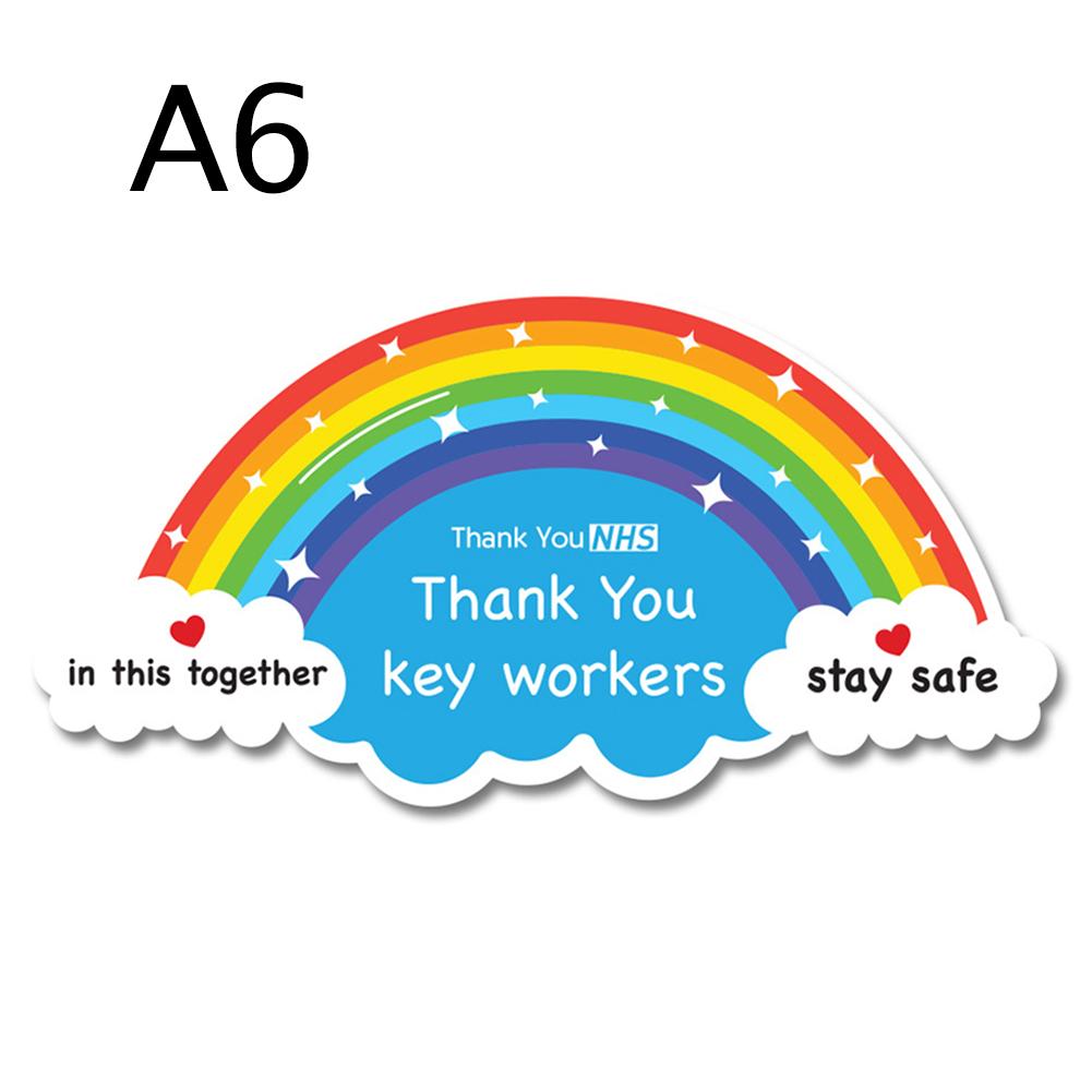 Car Stickers A5 A6 Thank You NHS Sticker Rainbow Waterproof Vinyl Signs Window Car Taxi Van Shop Sticker Car Rainbow Sticker: White