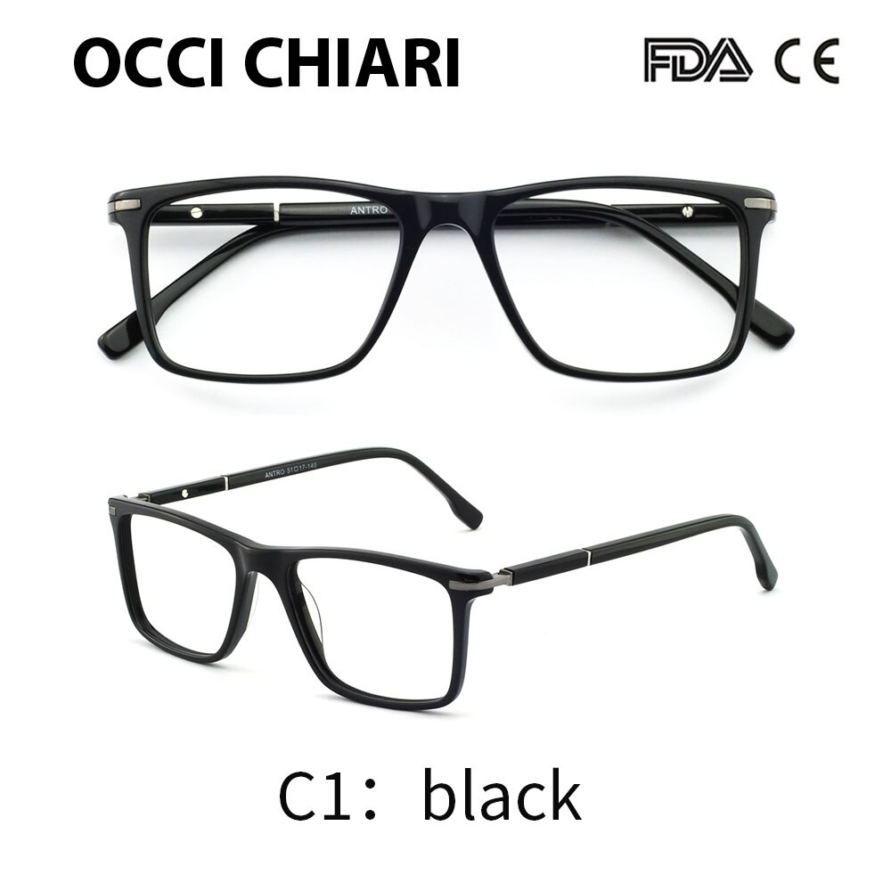 Occi Chiari Blauw Licht Brilmontuur Man Business Brillen Computer Gaming Bril Brillen Optische Recept Frame Ogen: C1 Black