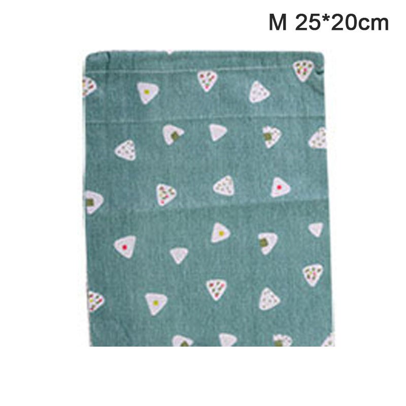 1pc Casual Women Cotton Drawstring Shopping Bag Eco Reusable Folding Grocery Cloth Underwear Pouch Case Travel Home Storage Bag: Green-M