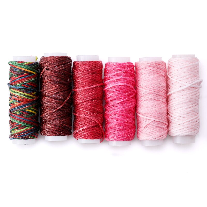 0.8Mm 12M/Roll Kleurrijke Set Naaien Lederen Gereedschap Platte Wax Draad Hoge Sterkte Draad Wax Ropehand maken Tool Voor Leer Stof: Set E