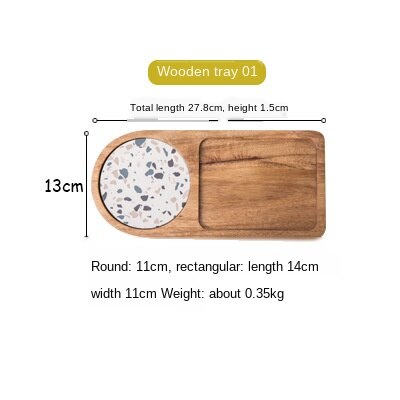 Japanese Acacia Wood Solid Wood Plate Beverage Dessert Rectangular Tray Ceramic Coasters Plate Dish for One Person