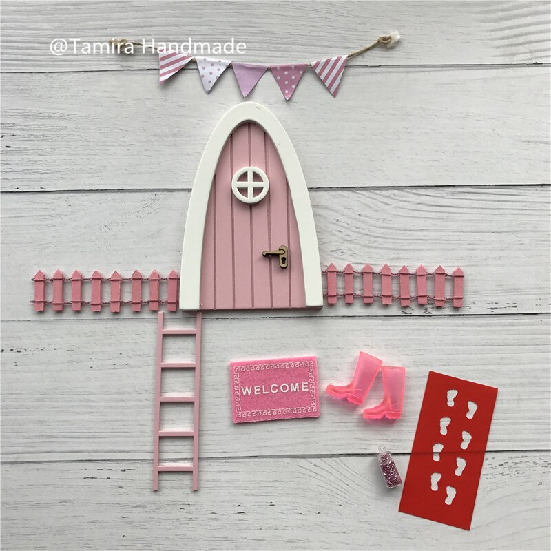 Hand Made pink Fairy door great for girls room miniature pretend play magic fairies tooth fairy door XMas for girls