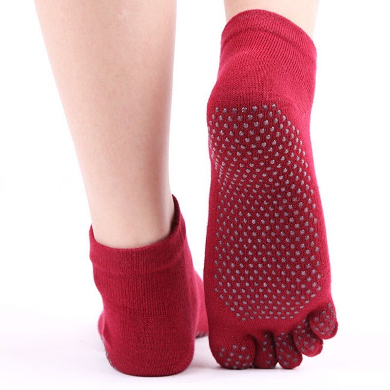 1 paire de chaussettes d'orteil de Yoga ensemble de gants antidérapants complet doigt chaussettes gants costume coton absorbant la sueur chaussettes de sport