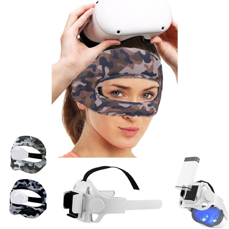 Atmungsaktive vr-augenmaske mit elastischem bezug, kompatibel mit oculus quest 2 / , quest 2 und htc vive headset, waschbar, für vr-workouts