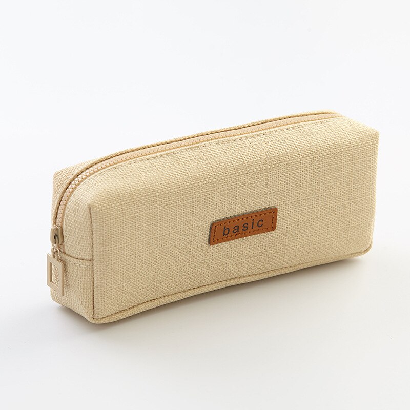 pencil cases Korean Stationery canvas pencilcase kawaii Big bag estuche material escolar piorniki trousse school supplies cute: Beige