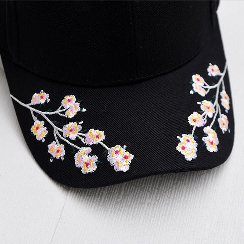 Bomuld baseball hatte til kvinder blomme blomstre broderi blomst hip hop afslappet snapback hætter print piger snapback cap gorras
