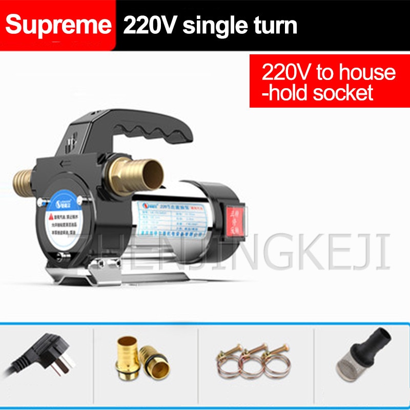 Small Portable Large Flow Electric Oil Suction Pump 12/24 / 220V Stainless Steel Diesel / Kerosene Self-priming Suction Oil Pump: 220V
