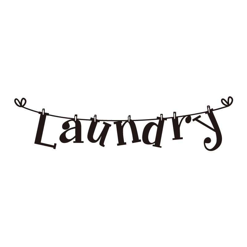 Laundry Room Decor Wall Stickers Bathroom Background Home Decoration Mural Art Decals Letters Pattern Wallpaper