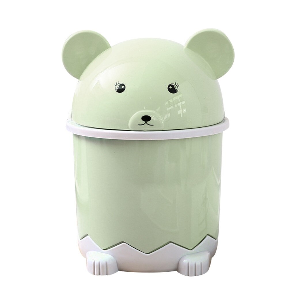 Cubo de basura Kawaii de oso de dibujos animados, Mini cubo de basura portátil, contenedor de almacenamiento