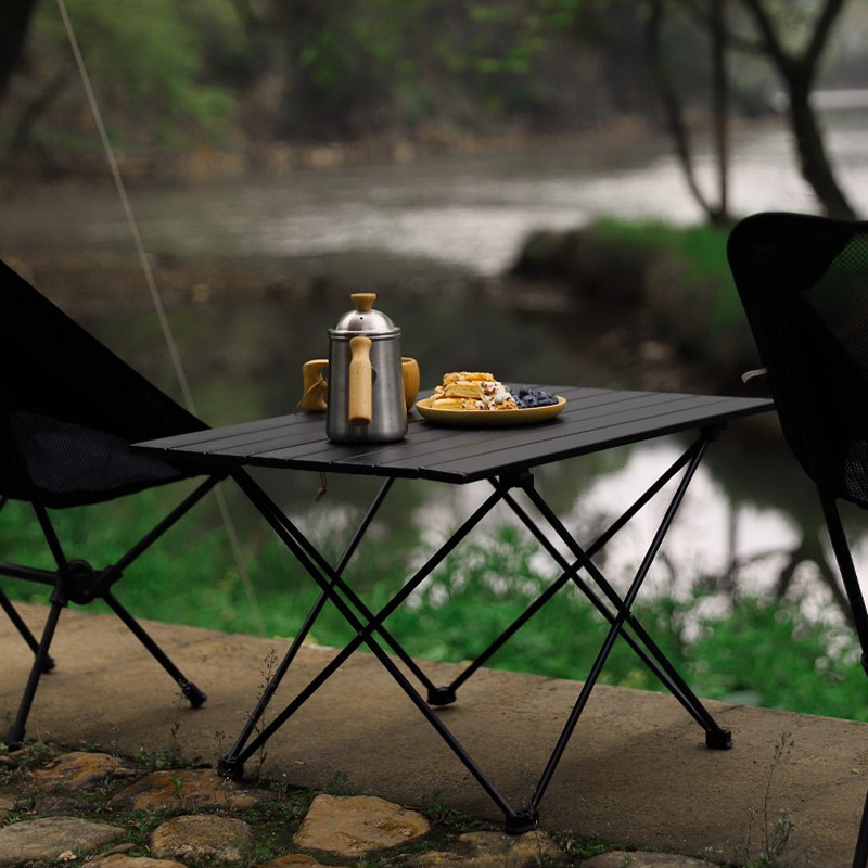 Zwart aluminium opklapbaar campingtafelbureau - lichtgewicht rollend 3 maten opties beschikbaar