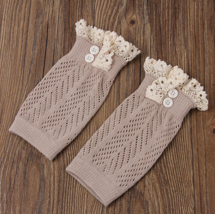 1 paire doux hiver enfants filles bébé à la tricoté dentelle jambières nourrissons bambins guêtres manchettes chaussettes genou haut: khaki