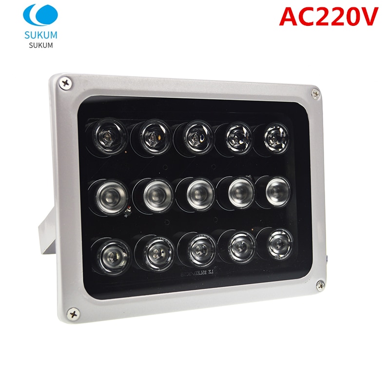 AC 220V CCTV LEDS 15 IR LEDS Array IR illuminator infrared lamp 850nm Waterproof Night Vision CCTV Fill Light for CCTV camera