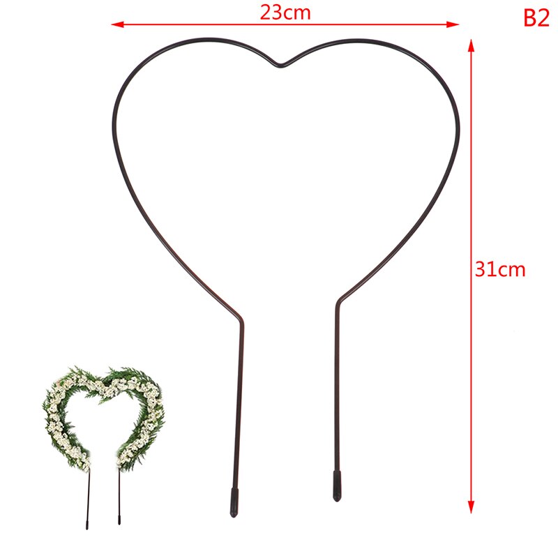 Alambre de soporte de hierro para plantas de jardín, guirnalda de metal en forma de corazón, 1 unidad: B2