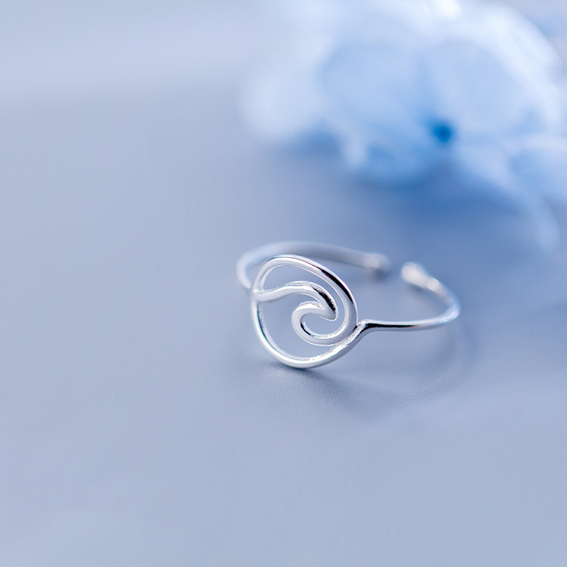 INZATT Echt 925 Sterling Silber Geometrische Hohle Runde Welle öffnung Ring Für Frauen Partei Edlen Schmuck Punk