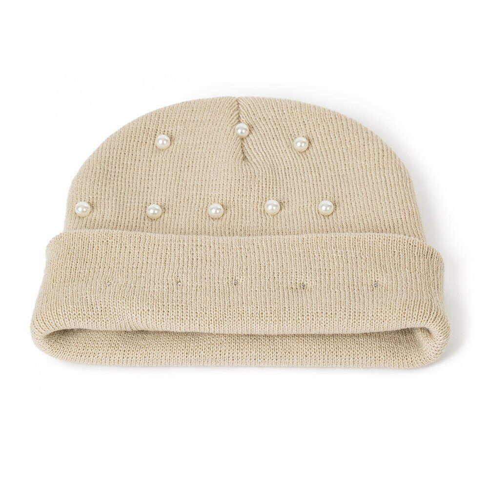 TRUENJOY-gorros de perlas para Otoño e Invierno para mujer, sombrero de punto con solidos y solidos, para sombreros invierno Mujer