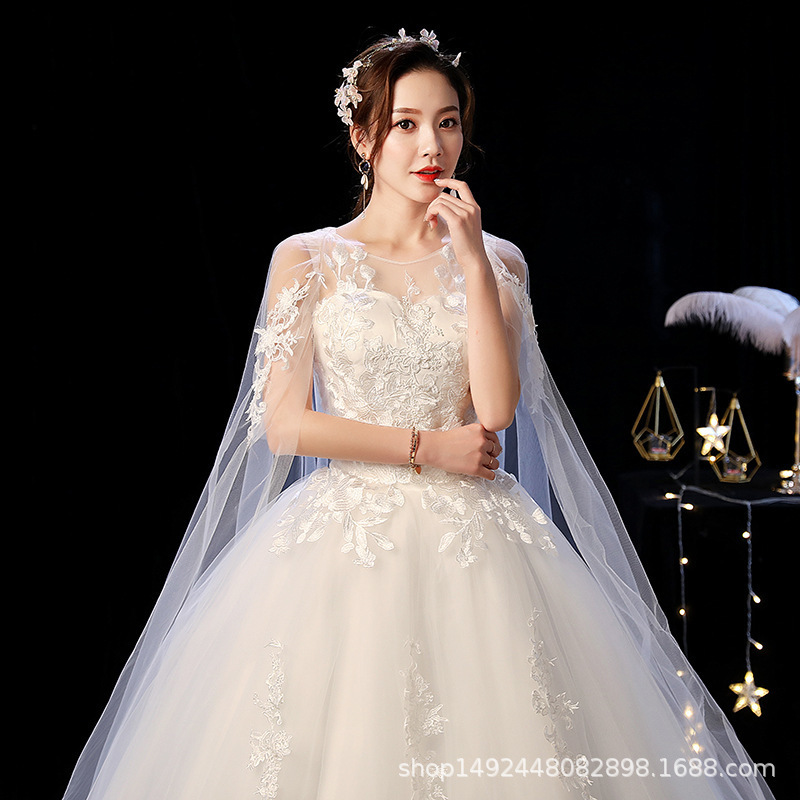 Robe de mariee smukke brudekjoler balkjole o-hals snøre med jakke applikationer mariage brudekjoler casamento: 6