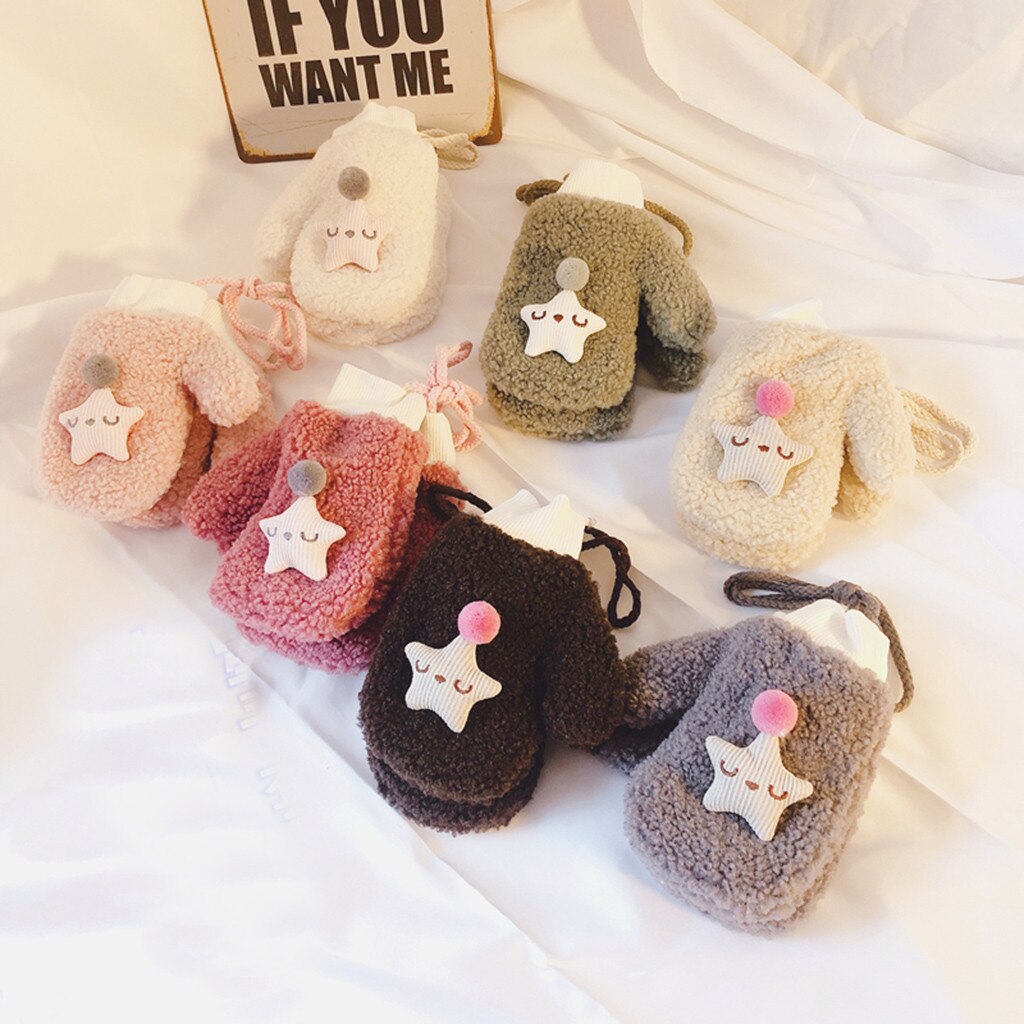 Baby Zeug Zubehör Kleinkind Baby Jungen Mädchen Karikatur Voll Finger Winter warm Verdicken Gestrickte Fäustlinge Handschuhe Перчатки