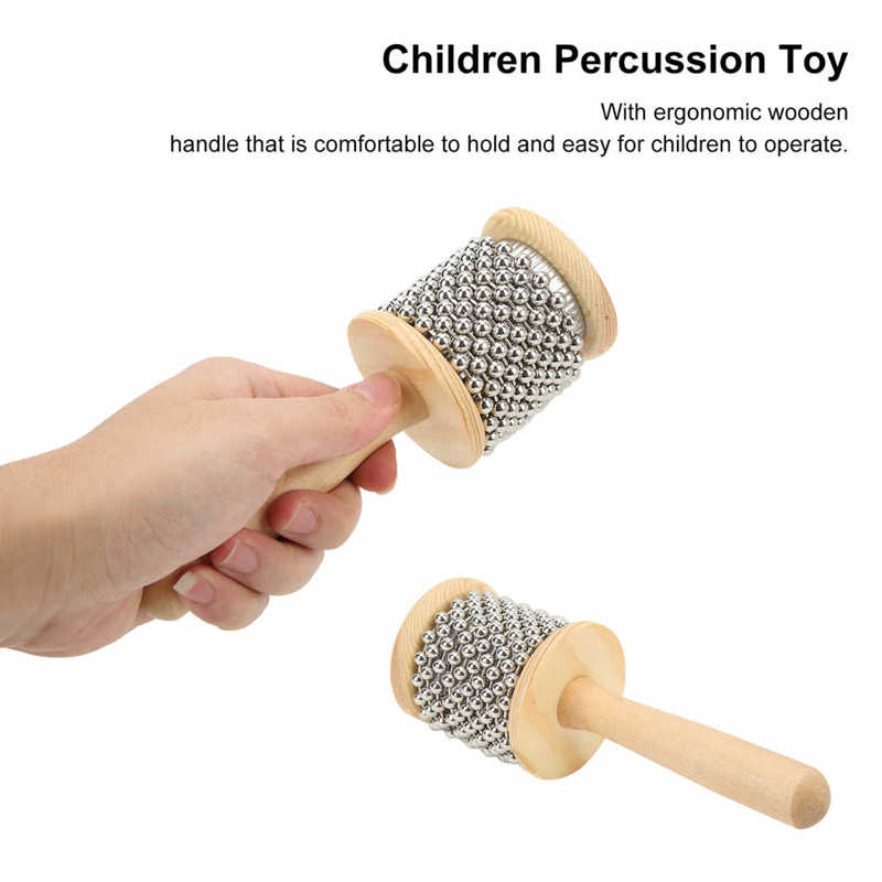 Wooden Cabasa Comfortable Grip Steel Ball Environmental Friendly Portable Cabasa Easy Operation Musical Toy for Rhythm Training