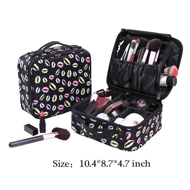 HMUNII Women Cosmetic Bag Travel Makeup Organizer Make Up Box Cosmetics Pouch Bags Beauty Case For Makeup Artist: J-Cosmetic bag