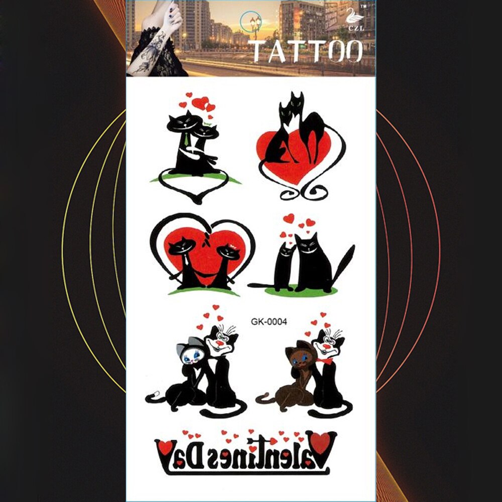 Attrapeur de rêves saint valentin tatouage temporaire autocollant guitare tatouages Sika cerf et hérisson Art corporel bras imperméable faux Tatoo: gk-0004