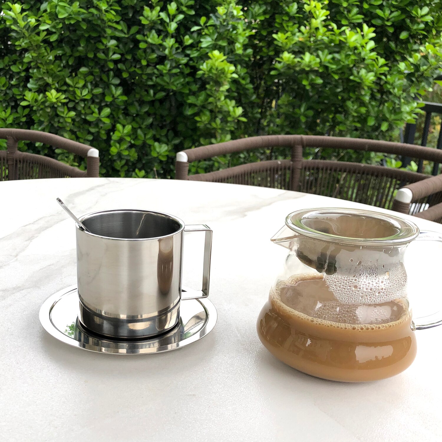 Double Wall Stainless Steel Coffee Cup And Saucers Mug 280ml Portable Cup Set Travel Tumbler Coffee Jug Milk