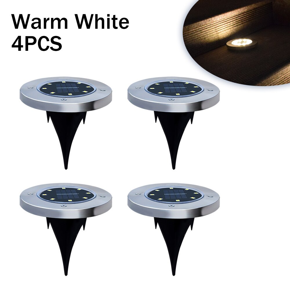 4pcs Solar Garden Lights Stainless Steel Buried Lights Outdoor Plug-In Lawn Lights Courtyard Garden Lights Landscape Lights: B