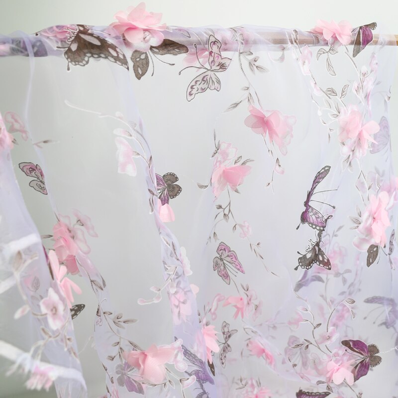 50cm * 135cm Kleid Kleider Applikationen Chiffon Stoffe Schmetterling Drucken Organza Spitze kleidung Material
