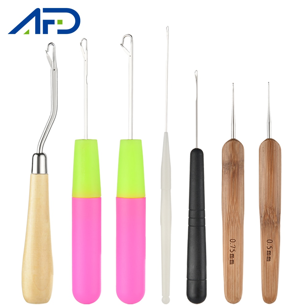 7Pcs/Set Crochet Needle Latch Hook Braiding Latch Hook Hair Hook Weaving Hair Dreading Hooks Tool Braid Craft Hand Sewing Needle