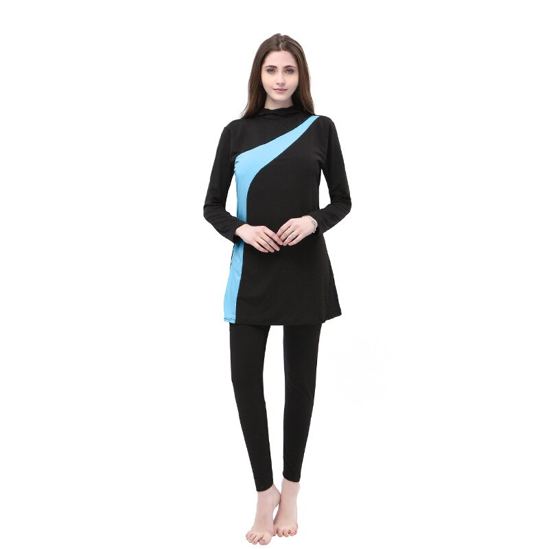 Due-Pezzi Musulmano Delle Donne Spa Costumi Da Bagno Costume Da Bagno Islamico Pieno Viso Hijab Nuoto Beachwear del Costume Da Bagno Dei Vestiti di Sport Burkinis