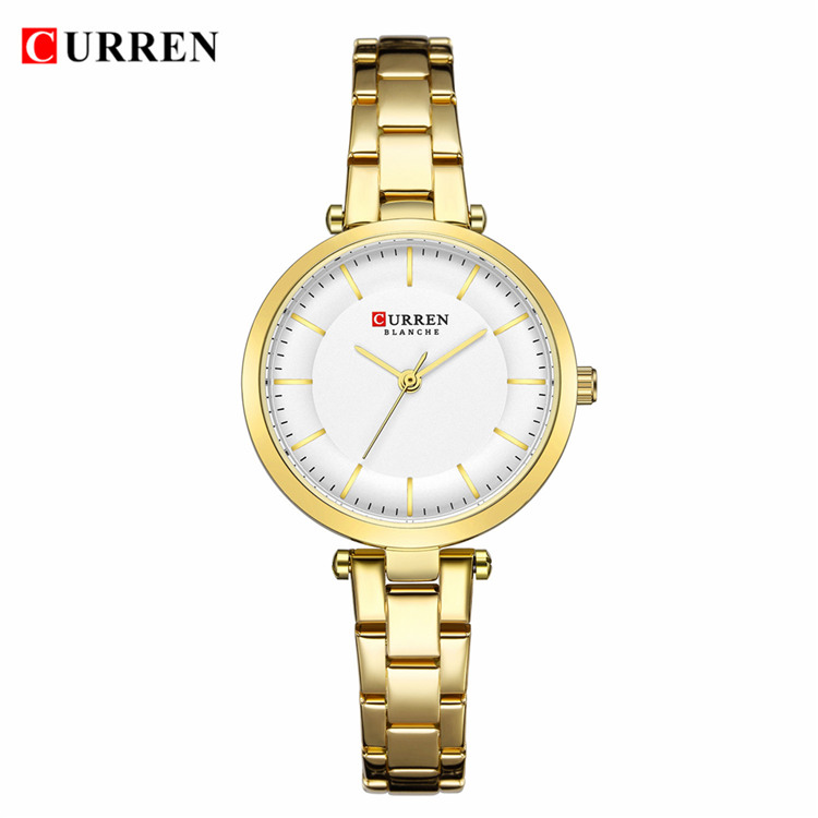 CURREN de luxe minimaliste montres à Quartz femmes Bracelet en or Rose montre décontracté mince horloge pour dames montre-Bracelet avec de l'acier: gold