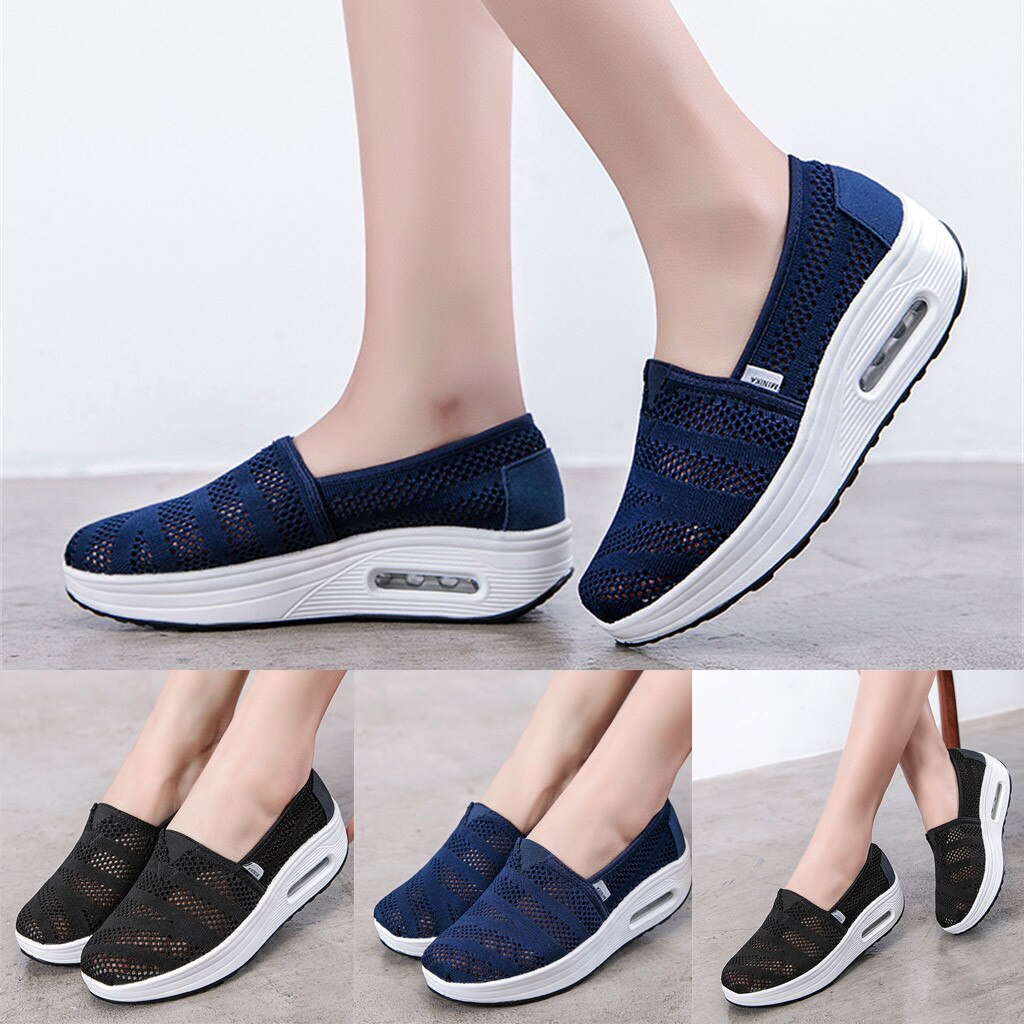 Mode Vrouwen Mesh Ademend Slip Dikke Zolen Schommelstoel Outdoor Platform Casual Wandelschoenen Sneakers Zapatillas Mujer # g4