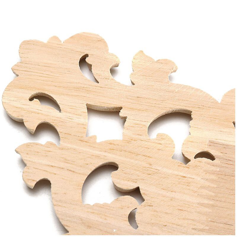 2 Stuks Hout Applique Ornament Carving Voor Voordeur Closet Venster Meubels 22X14Cm