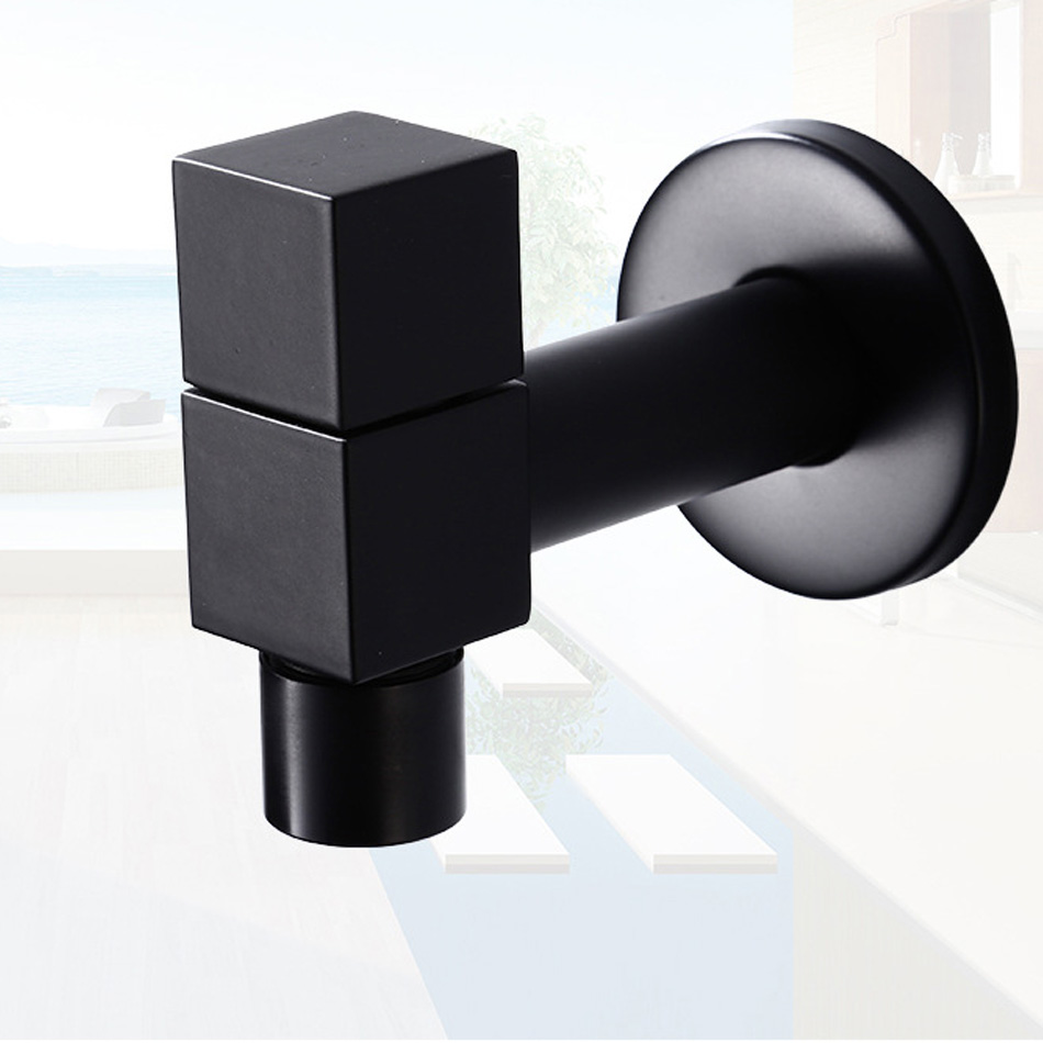 Black Washing Machine Faucet Antique Brass Wall Mounted Single Cold Tap Bibcock Balcony Kitchen Bathroom Outdoor Garden Tap G1/2