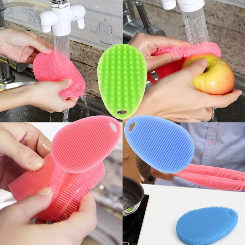 1 unidad de estropajo de silicona multifunción de , lavaplatos de silicona suave, almohadilla de lavado de arco de cocina, cepillo, Herramientas de limpieza