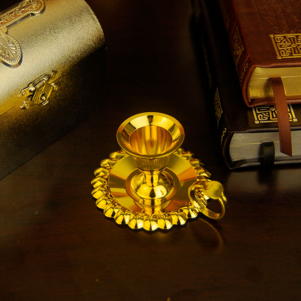 Candelabro ortodoxo de 40x70mm, encimera de latón con mango "felicidad inespesa": Azul marino